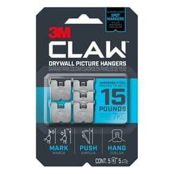 3M Claw Silver Drywall Picture Hanger 15 lb 5 pk