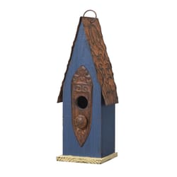 Glitzhome 13.25 in. H X 4.25 in. W Metal and Wood Bird House