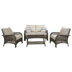 Living Accents Willow 4 pc Gray Steel Patio Set Beige