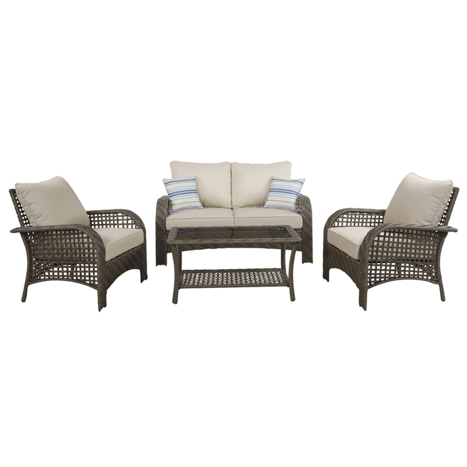 Living Accents Willow 4 pc Gray Steel Patio Set Beige Ace Hardware