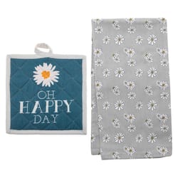 Karma Reese Multicolored Daisy Cotton/Polyester Pot Holder and Tea Towel