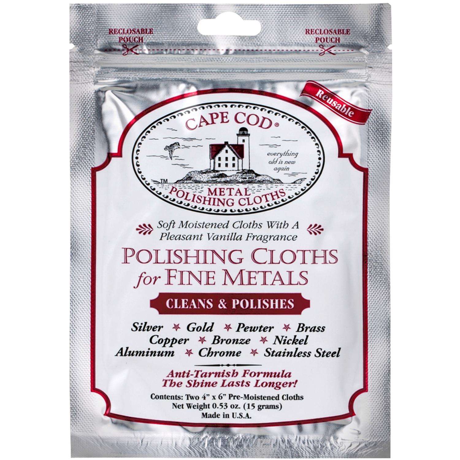 Cape Cod 88821-XCP36 Fine Metal Cleaner and Polish Vanilla Scent 2 pk Cloth  - pack of 36