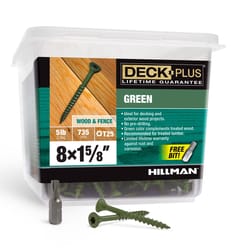 HILLMAN Deck Plus No. 8 Ga. X 1-5/8 in. L Green Star Flat Head Exterior Deck Screws 6 lb 735