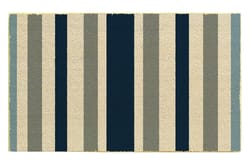 J & M Home Fashions 18 in. W X 30 in. L Blue Stripes Coir Door Mat