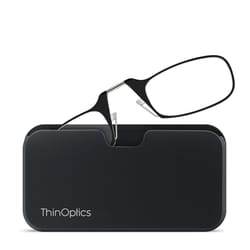 ThinOptics Always With You Black +2.00 Strength Unisex Reading Glasses with Pod Case