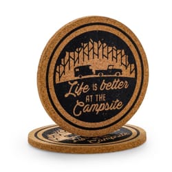 Camco Black/Brown Cork Coaster Set 4 in. D 1 pk