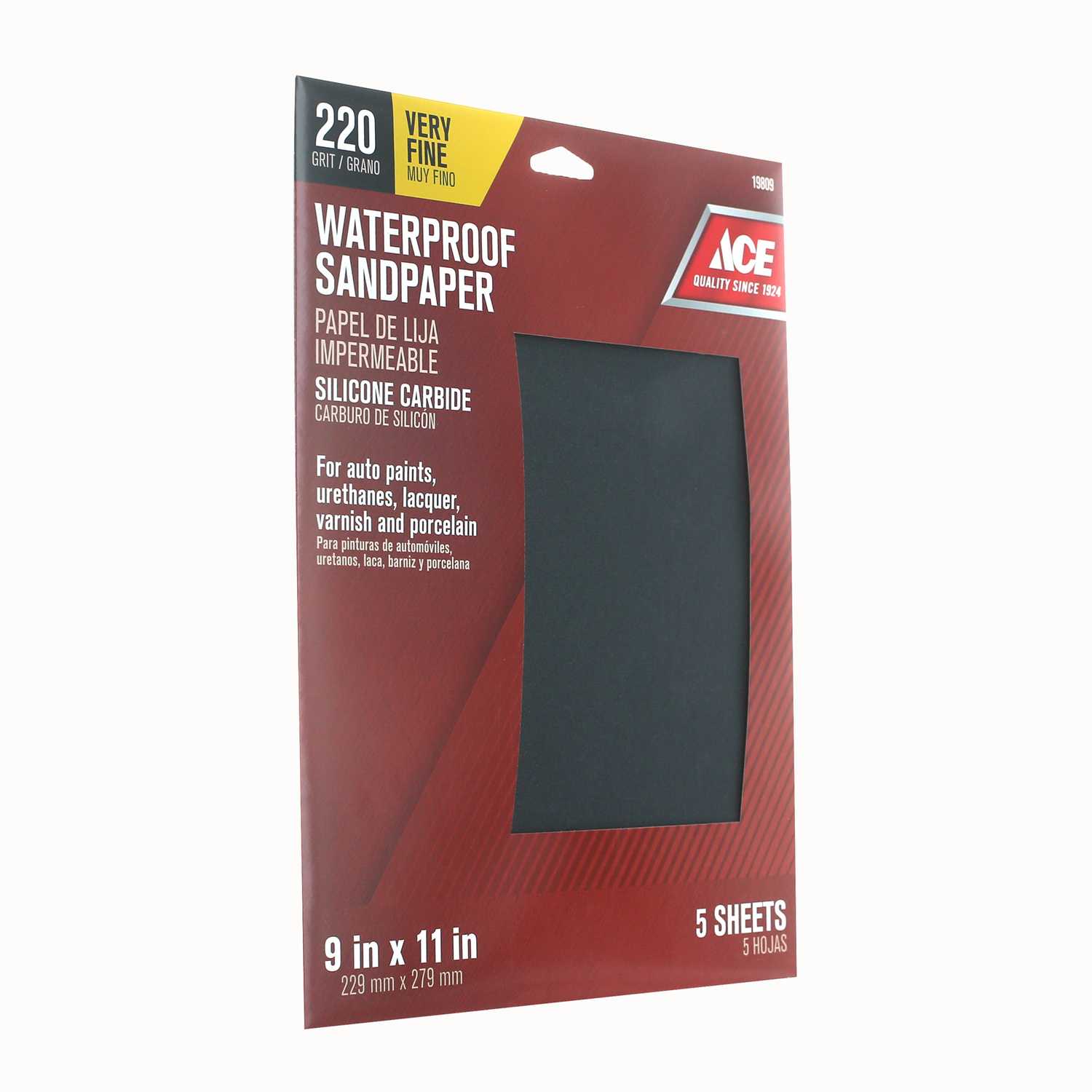 Ace 11 in. L x 9 in. W 220 Grit Very Fine Silicon Carbide Waterproof