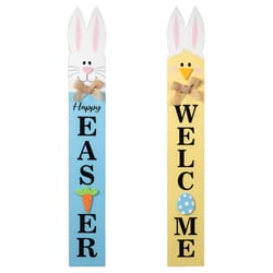 Glitzhome Happy Easter/Welcome Porch Decor Wood 1 pk