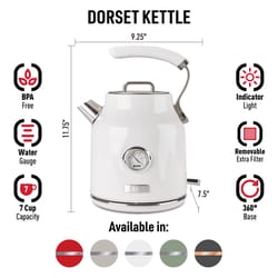 Haden Dorset Ivory Retro Stainless Steel 1.7 L Electric Tea Kettle