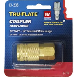 Tru-Flate Brass Quick Change Coupler 1/4 in. FPT X 1/4 in. 1 pc