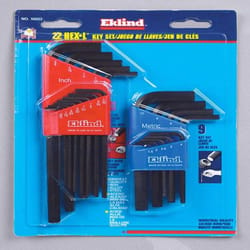 Eklind Hex-L Metric and SAE Long and Short Arm Hex L-Key Set 22 pc