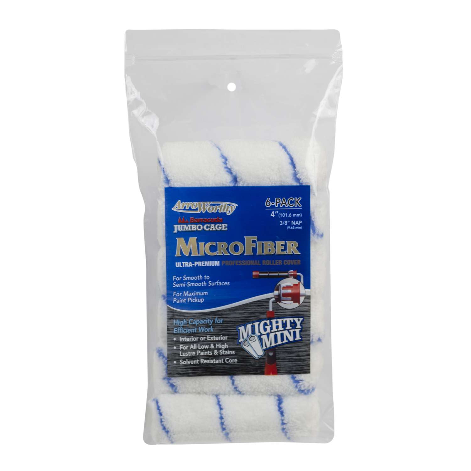 Arroworthy Pro-line Microfiber 6 In. W X 3/8 In. Mini Paint Roller Cover 10 Pk