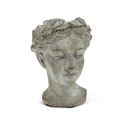 Abbott 6.5 in. H Cement Woman Head Planter Gray