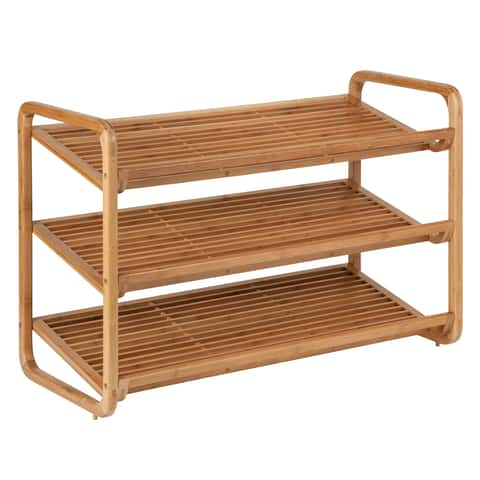 Small 3-Tier Shoe Rack for Closet & Entryway, Installation-free Foldable  Bamboo Shoes Storage Organizer, Sturdy Free Standing Three Shelf Shoe Stand