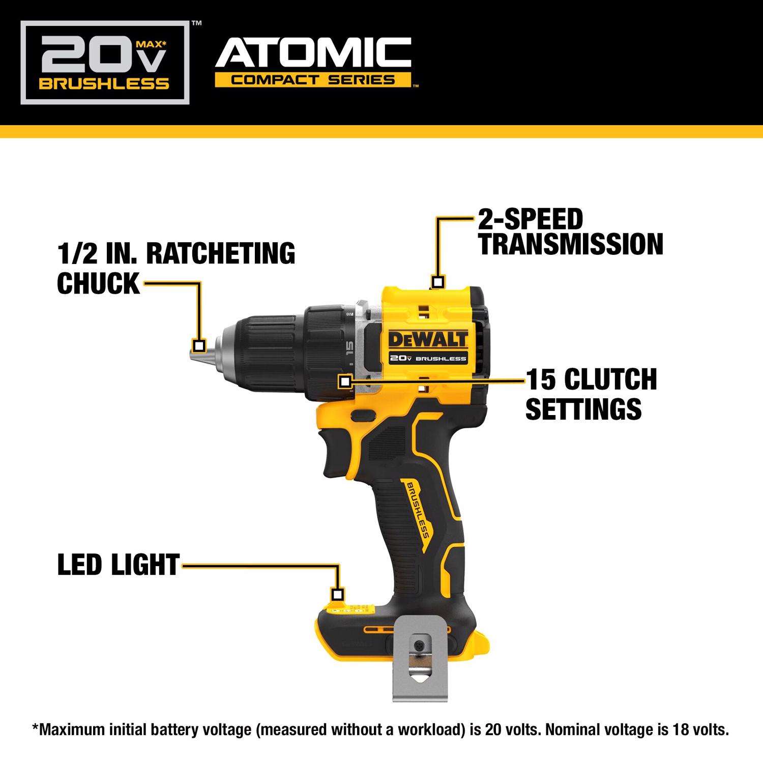 DeWalt 20V MAX ATOMIC Cordless Brushless 4 Tool Combo Kit Mfr DCK486D2 Ace Hardware