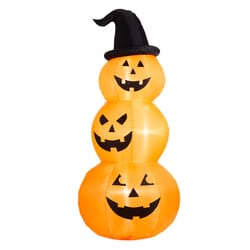 Glitzhome Warm White 96 in. LED Prelit Stacked Jack-O-Lantern Pumpkins Halloween Decor