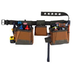 Bucket Boss 11 pocket Polyester Comfort Lift Rig Tool Belt Brown 52 in.