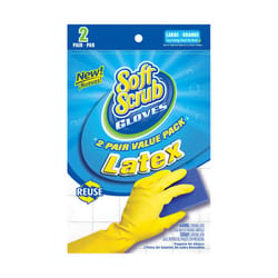 Soft Scrub Latex Cleaning Gloves L Yellow 2 pair