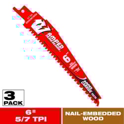 Diablo Amped Demo Demon 6 in. Carbide Tipped Reciprocating Saw Blade 5/7 TPI 3 pc