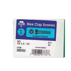 HILLMAN 1/2 in. D X 3-1/2 in. L Heat Treated Zinc Steel Hex Head Cap Screw 25 pk