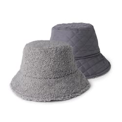 Britts Knits Apres-Ski Reversible Sherpa Bucket Hat Gray One Size Fits Most