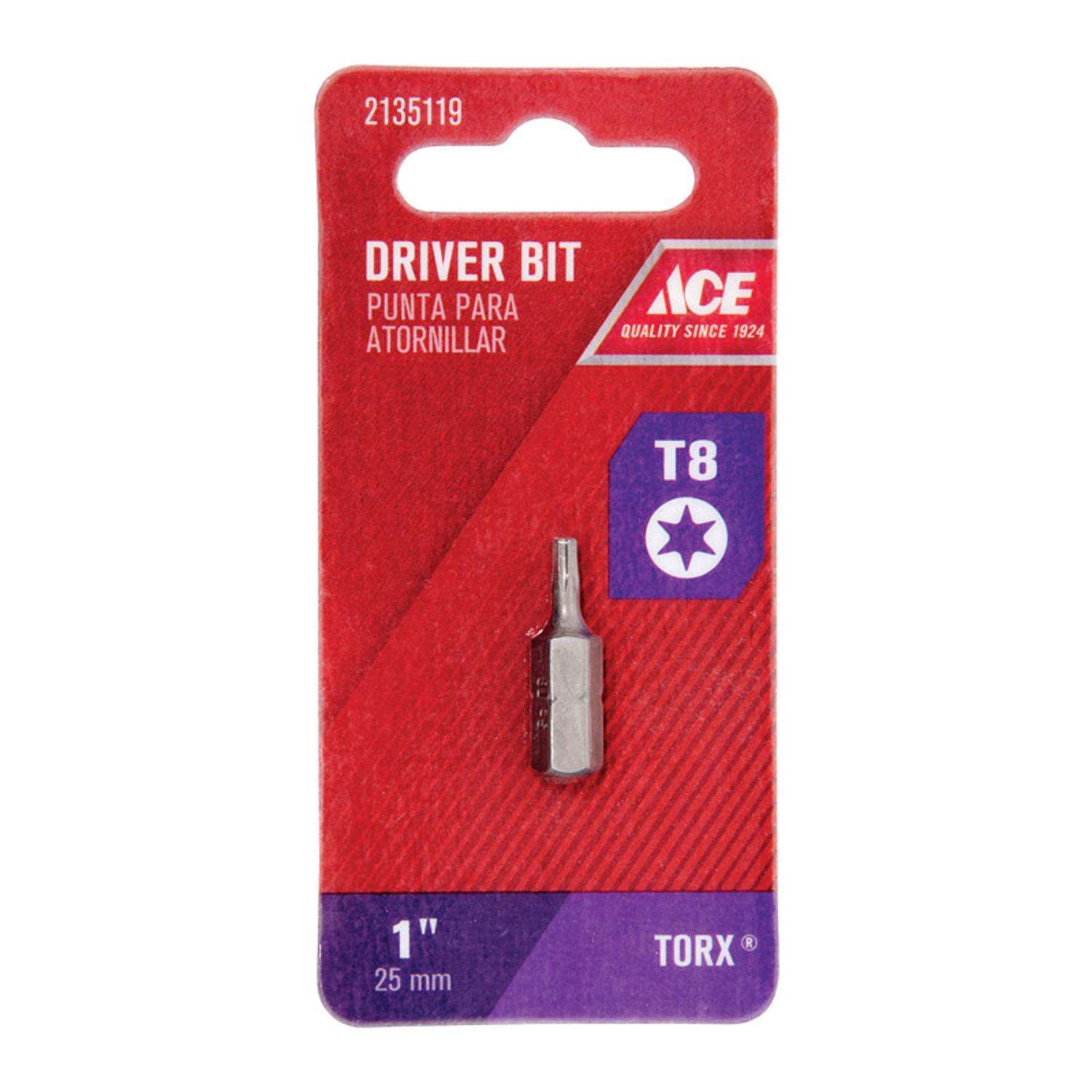 Ace Torx T8 X 1 in. L Driver Bit S2 Tool Steel 1 pc Ace Hardware