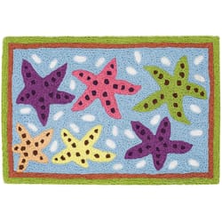 Jellybean 20 in. W X 30 in. L Multi-Color Sensational Starfish Polyester Accent Rug