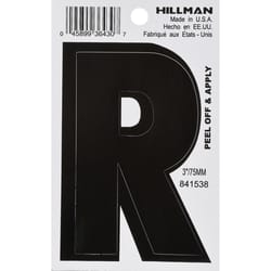 HILLMAN 3 in. Black Vinyl Self-Adhesive Letter R 1 pc