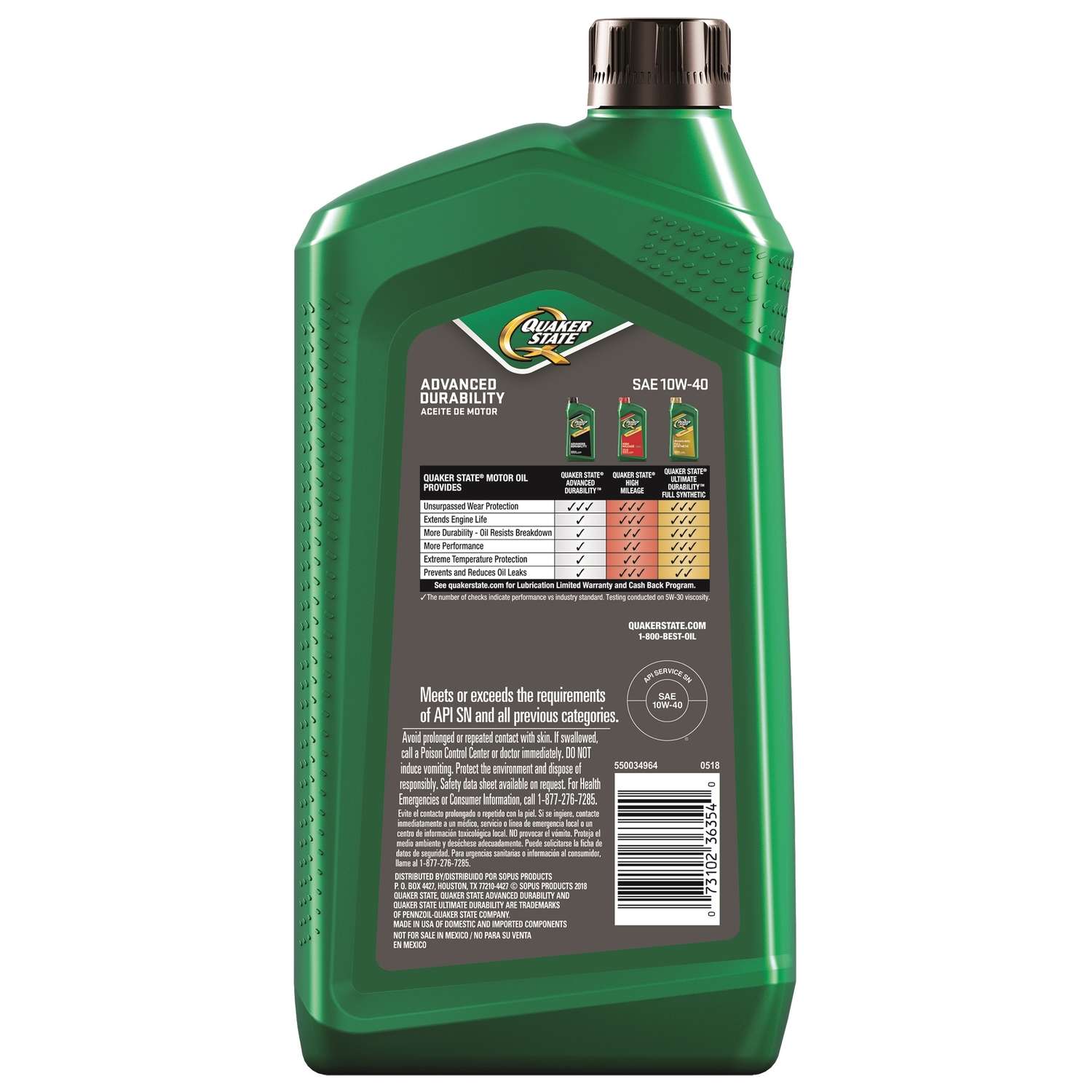 Aceite de motor, 10W-40, 1 Qt.