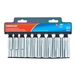 Crescent 3/8 in. X 3/8 in. drive Metric 6 Point Deep Deep Well Socket Set 9 pc