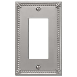 Amerelle Imperial Bead Brushed Nickel 1 gang Metal Decorator Wall Plate 1 pk