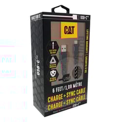 CAT USB Charge and Sync Cable 6 ft. Black/White