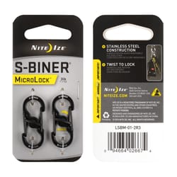 Nite Ize MicroLock 1.8 in. D Stainless Steel Black Carabiner Key Chain