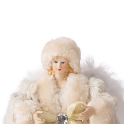 Glitzhome Multicolored Faux Fur Angel Tree Topper 12.2 in.