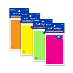 Bazic Products 5 in. W X 3 in. L Assorted Neon Sticky Notes 1 pad