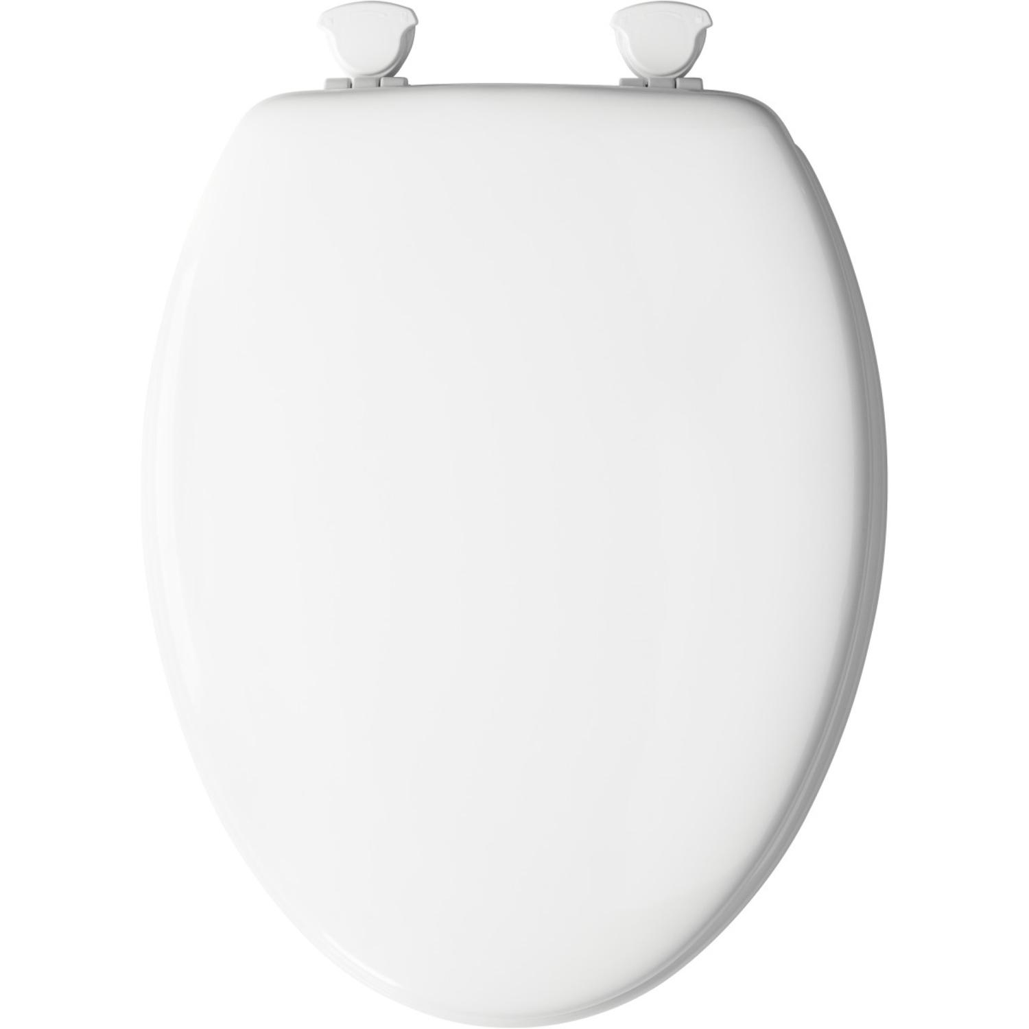 elongated padded toilet seat with metal hinges