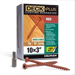 HILLMAN Deck Plus No. 10 Ga. X 3 in. L Red Star Flat Head Exterior Deck Screws 1 lb 62 pk