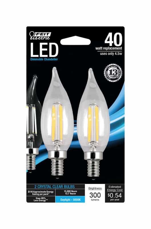 FEIT Electric 3.8 watts C10 LED Bulb 300 lumens Chandelier 40 Watt