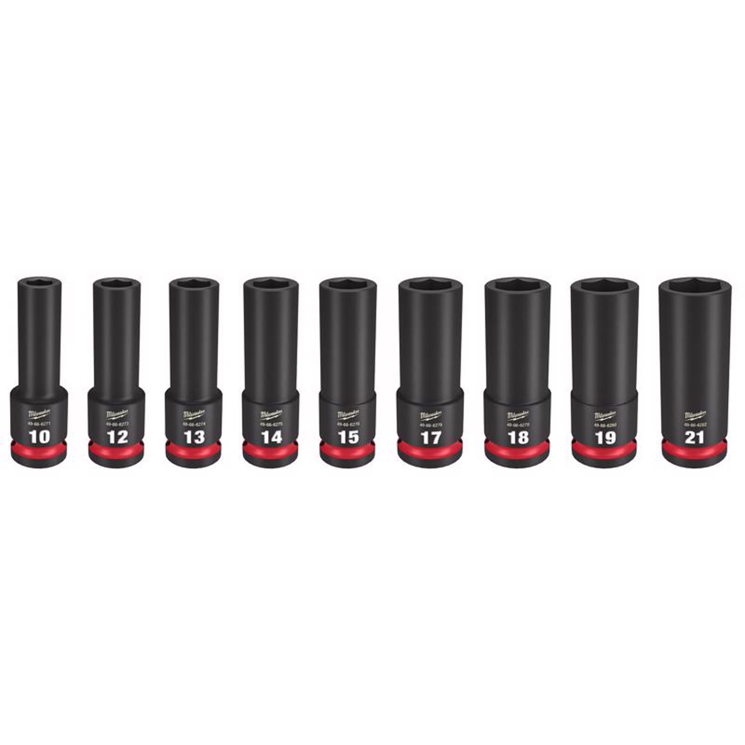 Milwaukee Shockwave 1/2 in. drive Impact Rated Deep Socket Set 9 pc Uae Electronic uaeelectronic.com