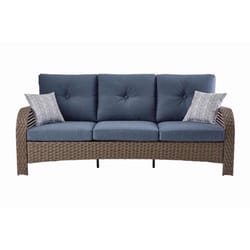 Living Accents St. Charles 4 pc Walnut Steel Wicker Deep Seating Set Navy