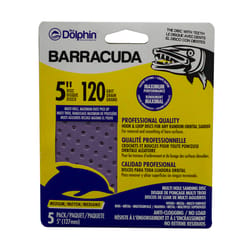 Blue Dolphin Barracuda 5 in. Aluminum Oxide Hook and Loop Sanding Disc 120 Grit Medium 5 pk