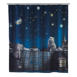 Wenko 79 in. H X 71 in. W Multicolored Moon Cat Shower Curtain W/Hooks Polyester