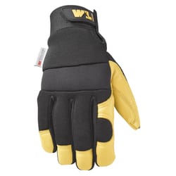 Wells Lamont Men's Saddletan Grain Winter Work Gloves Black/Yellow M 1 pair