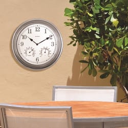 AcuRite Clock with Thermometer/Humidity Gauge Glass/Metal Silver