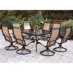 Hanover Monaco 9 pc Bronze Aluminum Swivel Dining Set