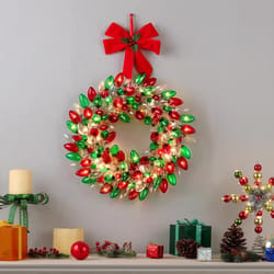 Mr. Christmas LED Multicolored Bulb Wreath Wall Sign 18 in.