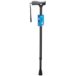 Carex Health Brands Black Soft-Grip Walking Cane w/Strap Aluminum/Plastic 40 in. H X 5.2 in. L