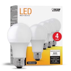 Feit A19 E26 (Medium) LED Bulb Soft White 60 Watt Equivalence 4 pk