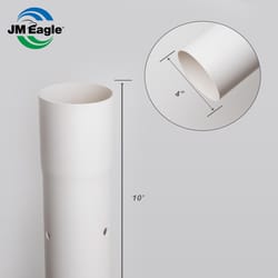 JM Eagle PVC Perforated Sewer and Drain Pipe 4 in. D X 10 ft. L Bell 0 psi