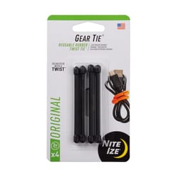 Nite Ize Gear Tie 3 in. L Black Twist Ties 4 pk